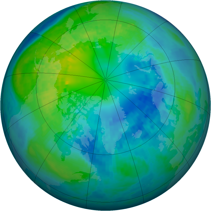 Arctic ozone map for 16 October 2003
